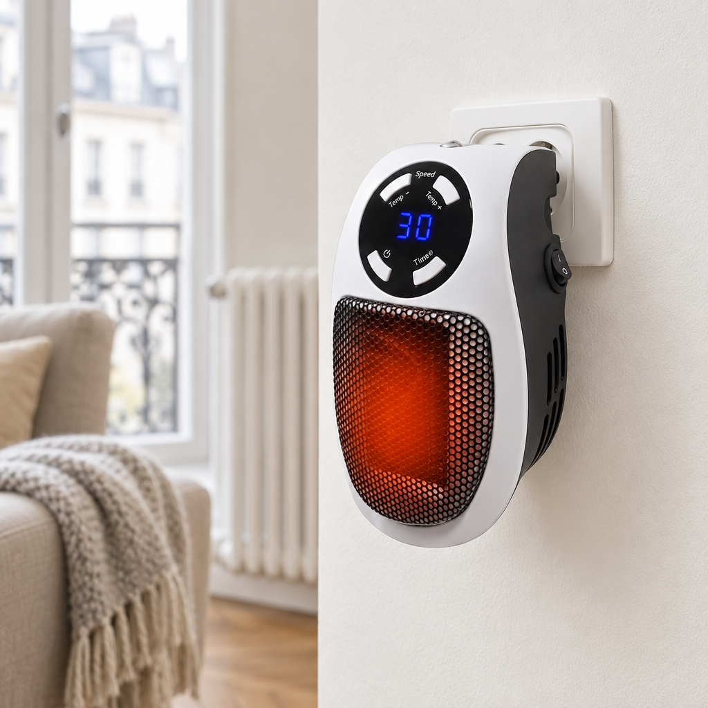 Ultra Air Heater, chauffage à prise de 500 W branché sur une prise murale