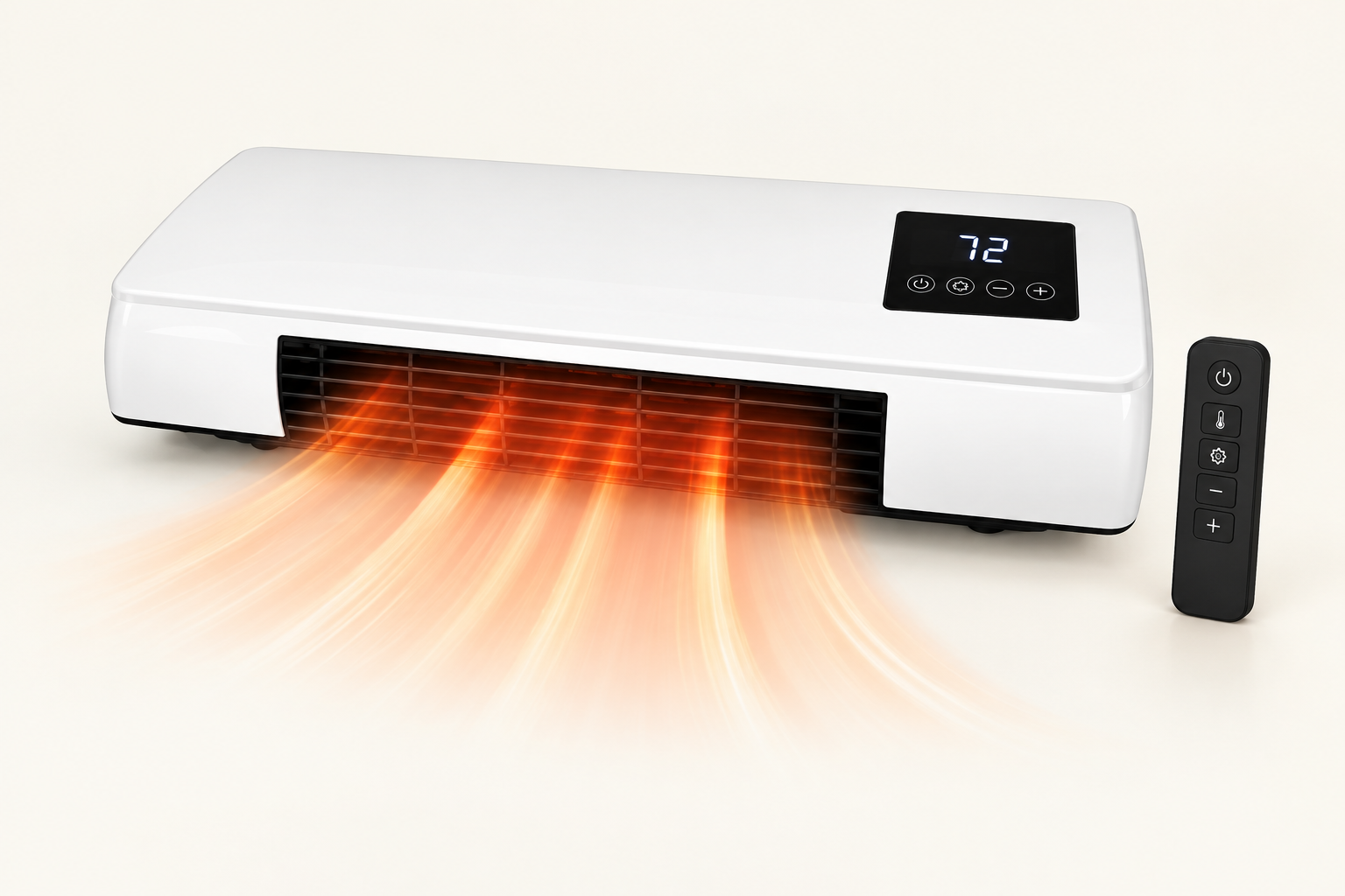 Cozy Cove Pro Heater shown alongside its included remote control